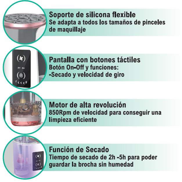 Limpia brochas eléctrico 3 en 1