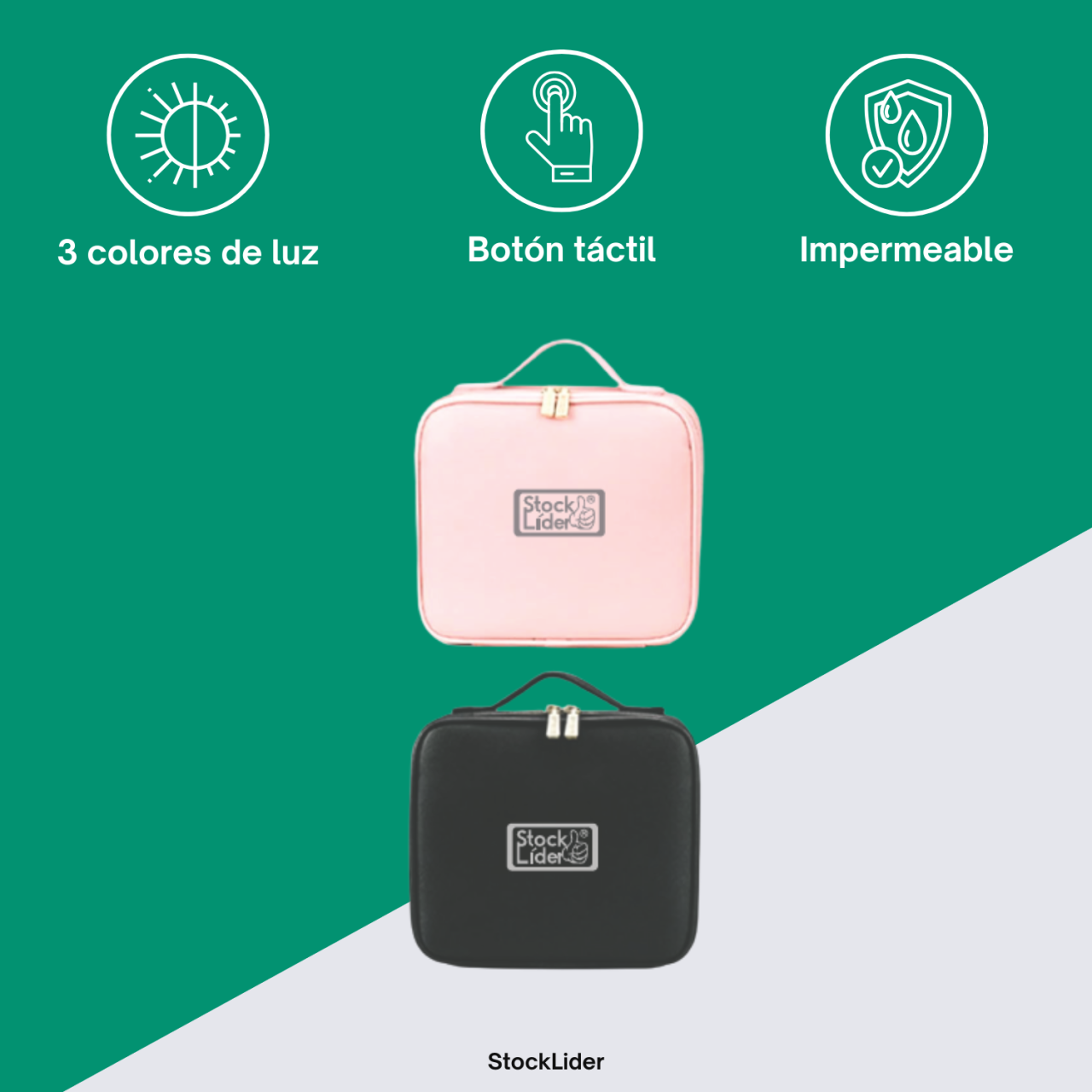 Maletín de maquillaje con espejo LED