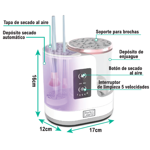 Limpia brochas eléctrico 3 en 1