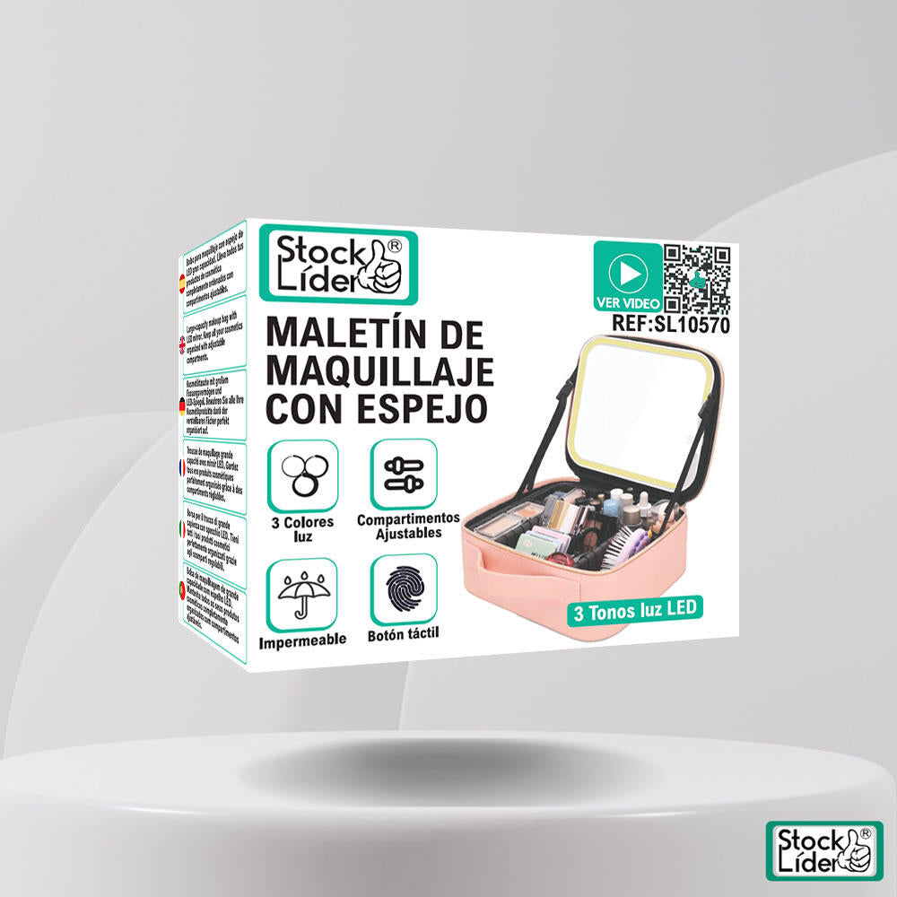 Maletín de maquillaje con espejo LED